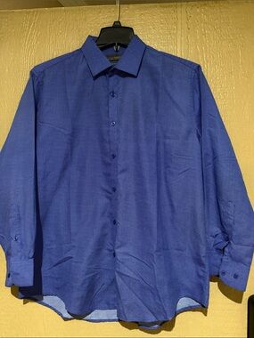 Black Label Men's Blue Button-Front Dress Shirt